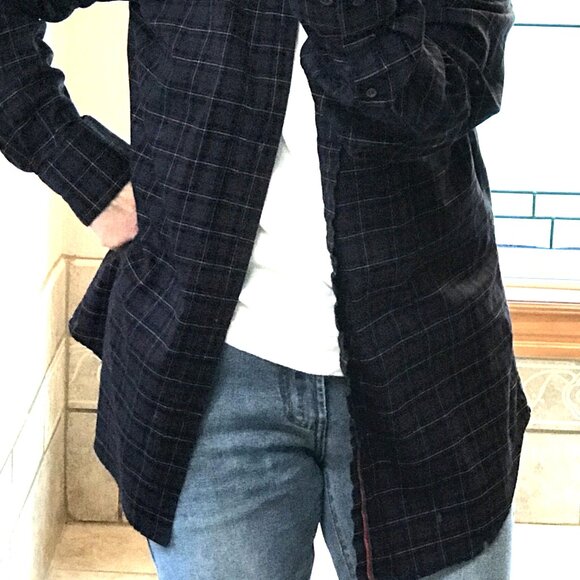 Bugatchi Button-Down Oxford Shirt: Vintage Collar Shirt Purple Plaid, Size Large - Picture 5 of 10